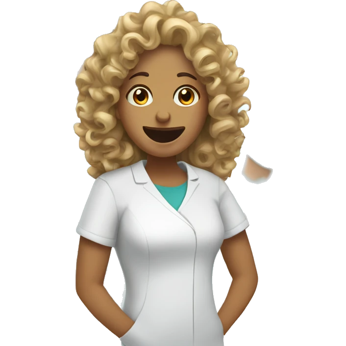Curly hair woman at the dentist emoji