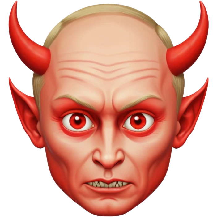 Putin as a devil with lifelike facial features and intricate devil elements emoji