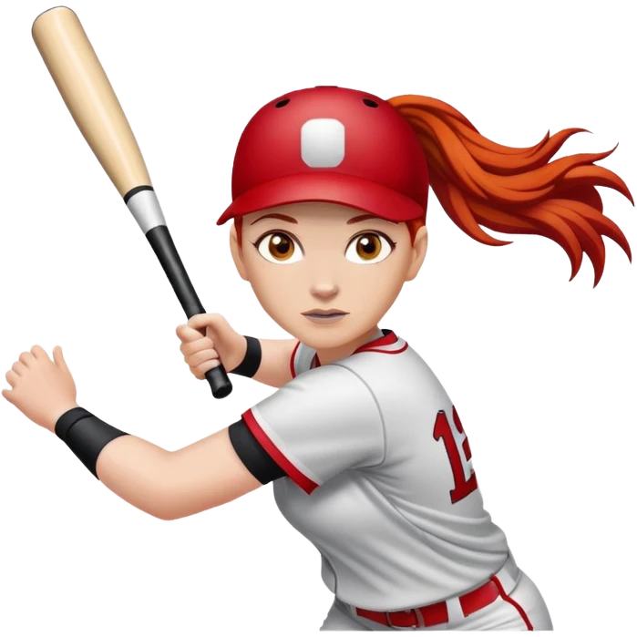 Softball player with red hair emoji
