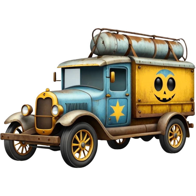  Mr. Creepy Freeze’s 1918 Lightning Bug busters exterminators antique long wheelbase moving truck  emoji