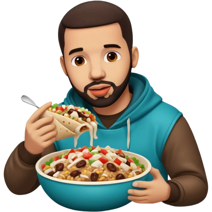 Drake eating a chipotle burrito bowl emoji