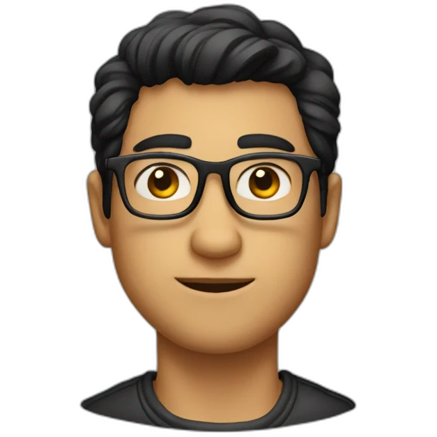 a guy with eyeglasses and black hair in typer fade emoji