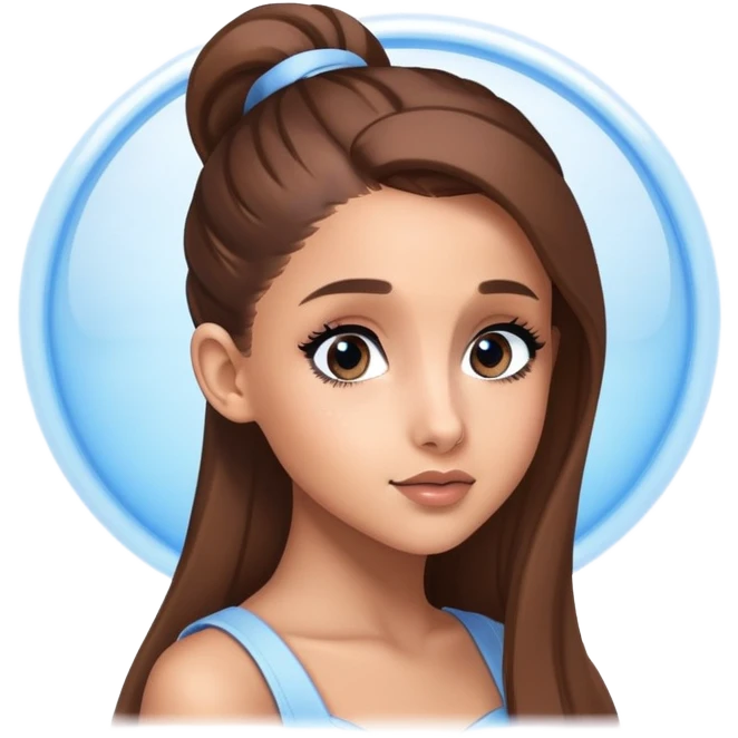 Ariana Grande Looking To The Left While a Blue Light shines on her face  emoji