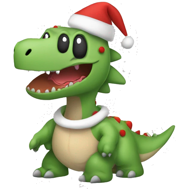 Dinosaur wearing a Christmas jumper emoji