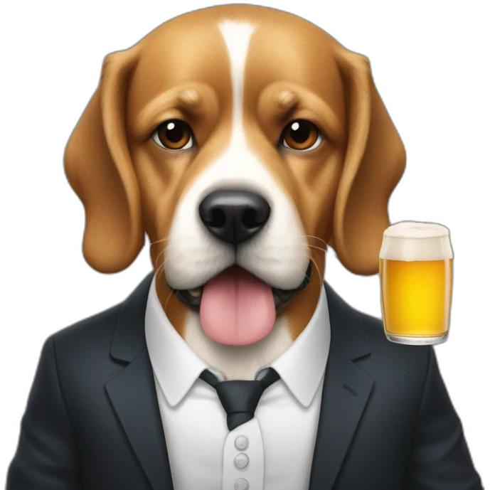 Macron sur un chien avec une pinte de bière à la main emoji