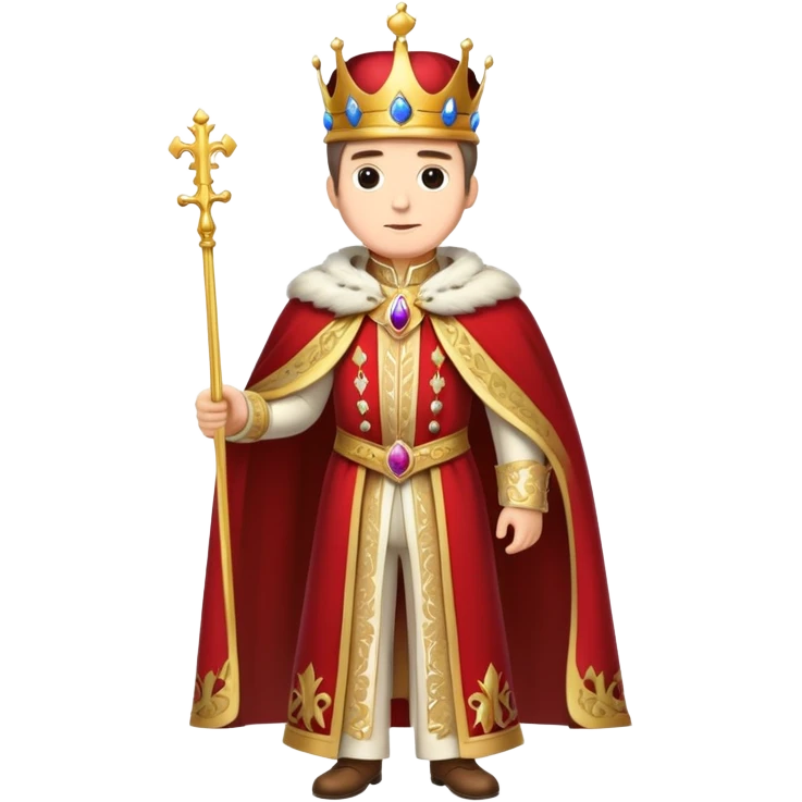 Full body of Francisco I, royal king standing in royal attire with crown and cape emoji