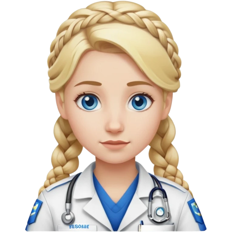 Paramedic girl with blonde hair frenchbraid and blue eyes emoji