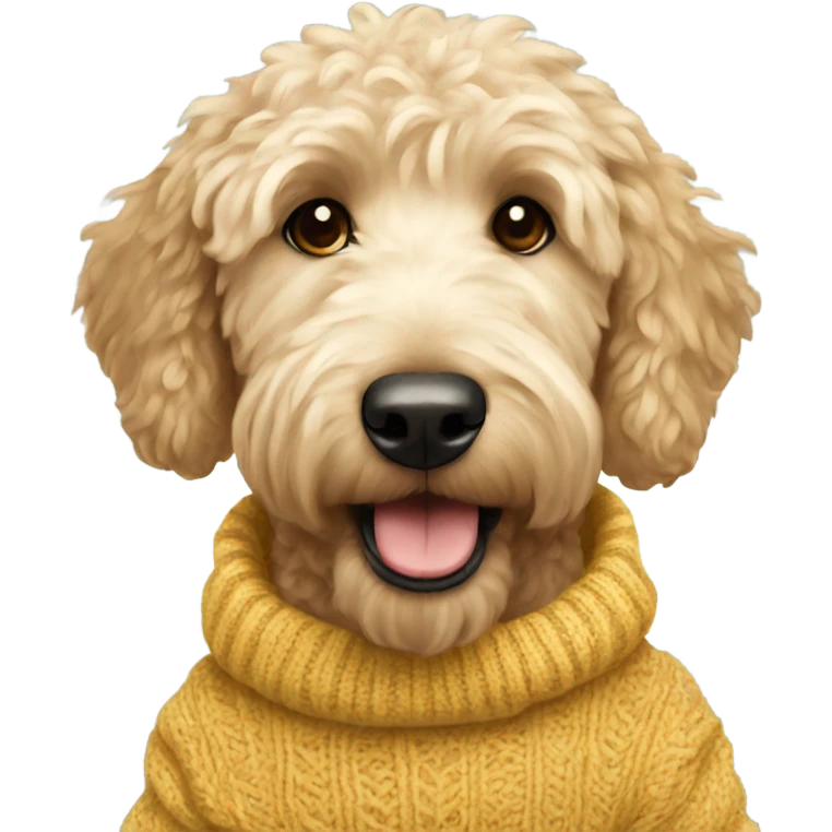 Golden doodle with a sweater emoji
