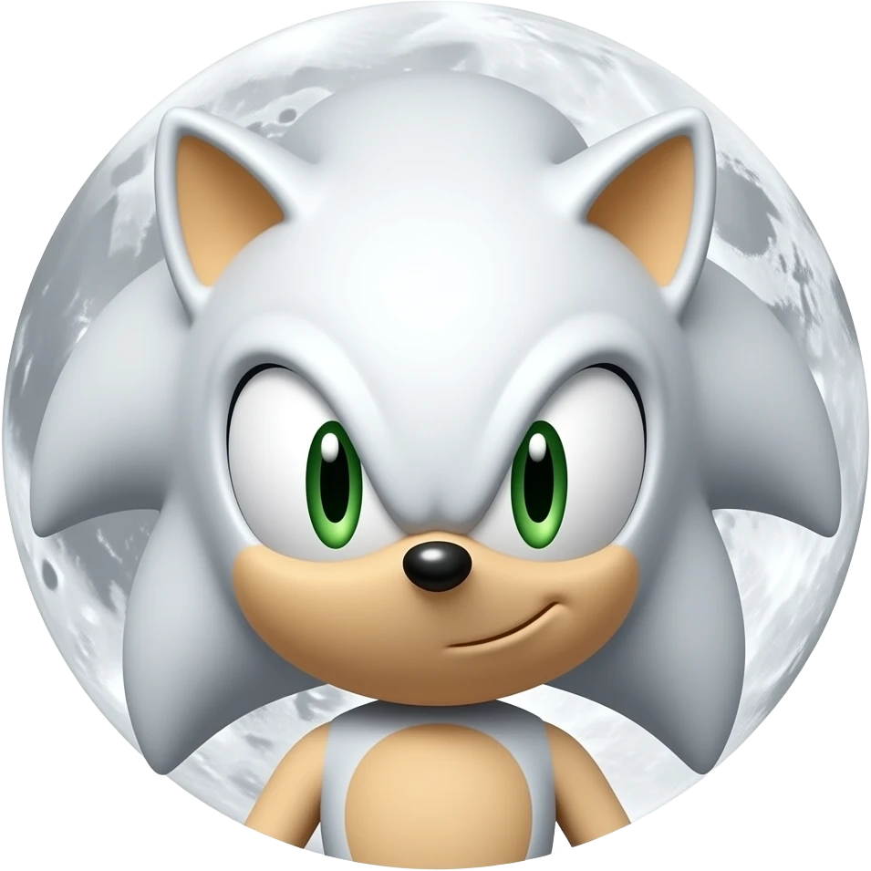 White sonic looking at the moon emoji