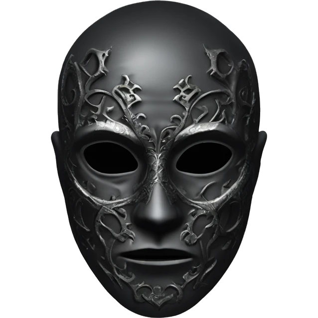  “A dark, metallic mask that covers the whole face, with hollow eyes and intricate, Gothic carvings resembling skulls or twisted patterns. It has a sinister, haunting look, evoking a medieval, eerie vibe on draco malfoy.”  emoji