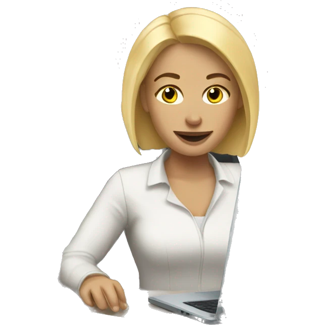 blonde white woman working from home emoji