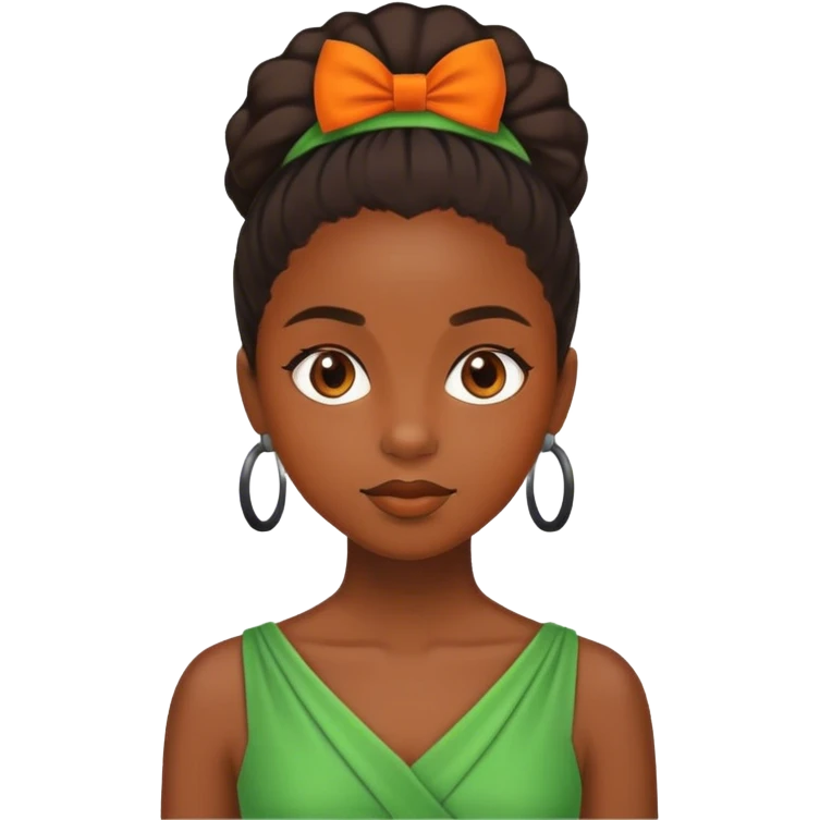 Black girl in green and orange Black girl in green and orange dressdress  emoji