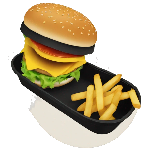 Burger and fries in an oval black basket emoji