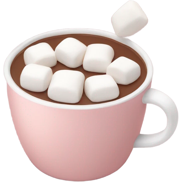 Light Pink mug of hot chocolate with marshmallows  emoji