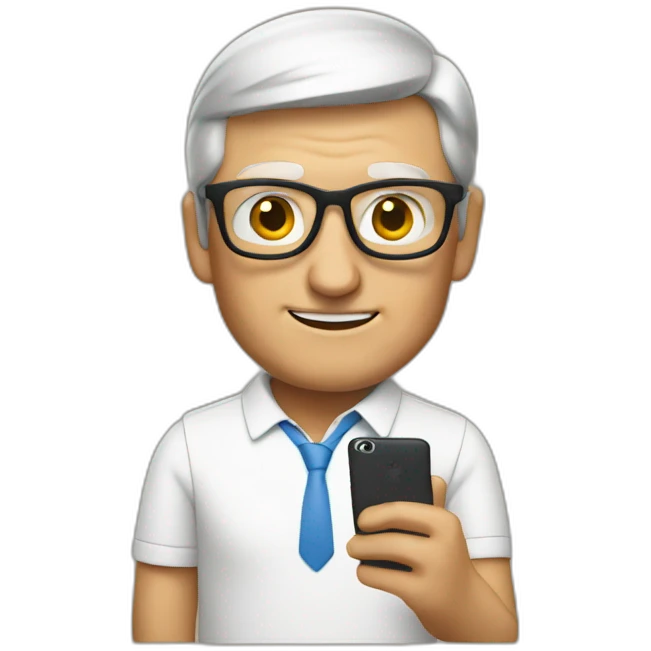 tim cook using a android phone emoji