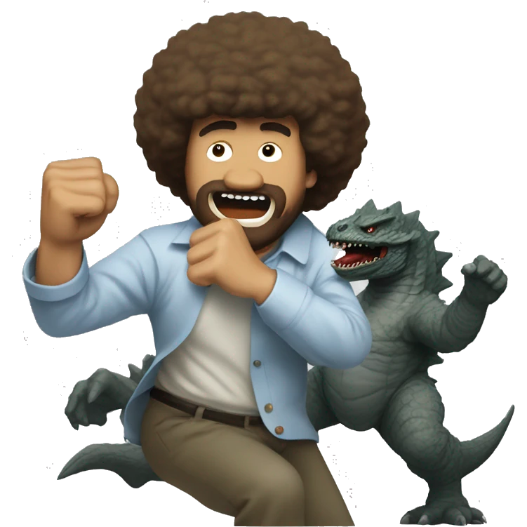 bob ross fighting godzilla emoji