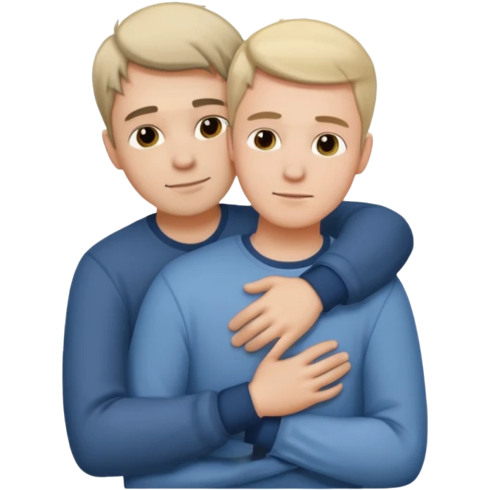 Two males hugging for comfort emoji
