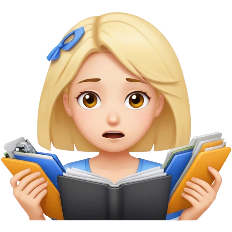 a girl is overwhelmed with tasks  emoji
