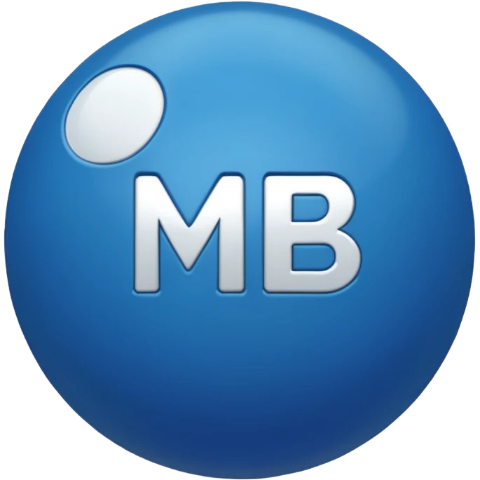 Blue Ball with MB written on it emoji