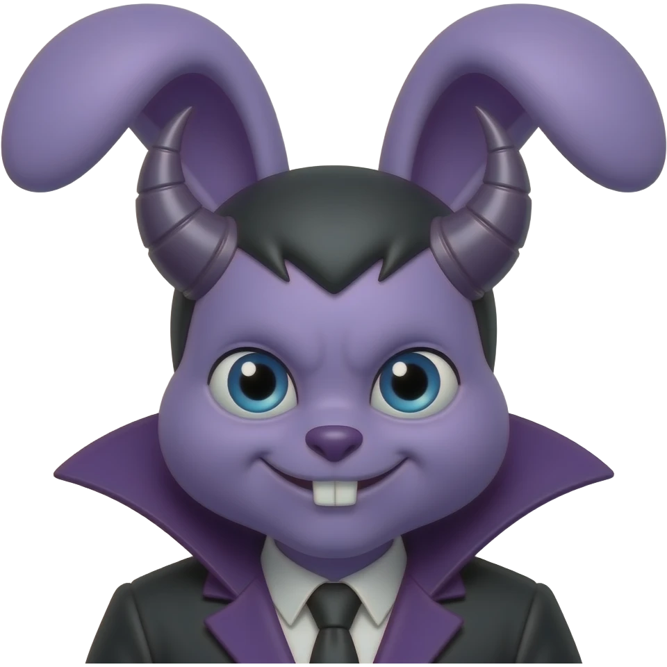 BUNNY DEVIL villain PURPLE face emoji