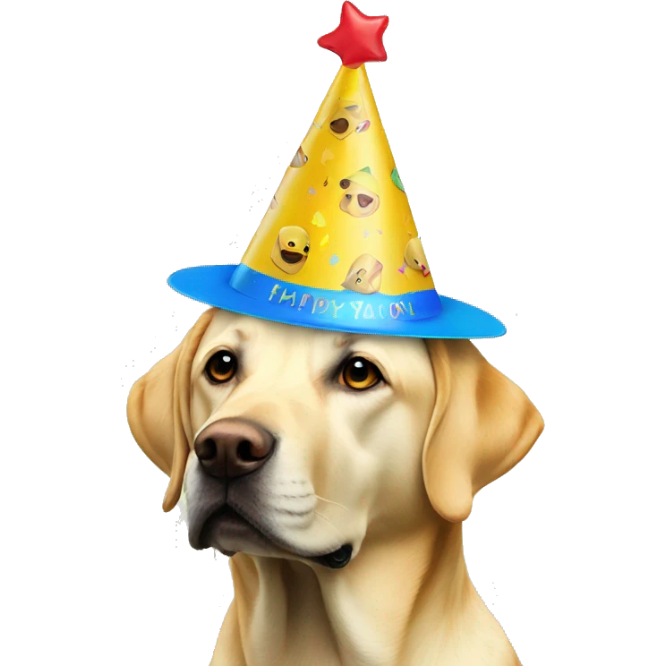 Party hat on yellow lab emoji