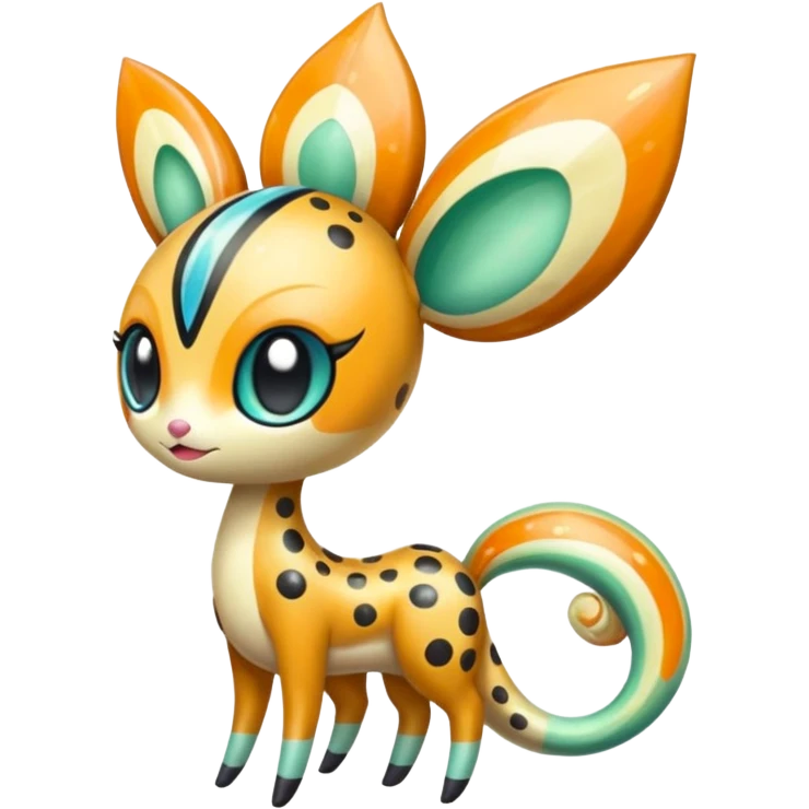 Colorful Exotic Tropical Striped Spotted Dotted dusted Glossy Shiny Meloetta-Vernid-Trico-Kirby-Fakémon-creature-hybrid emoji