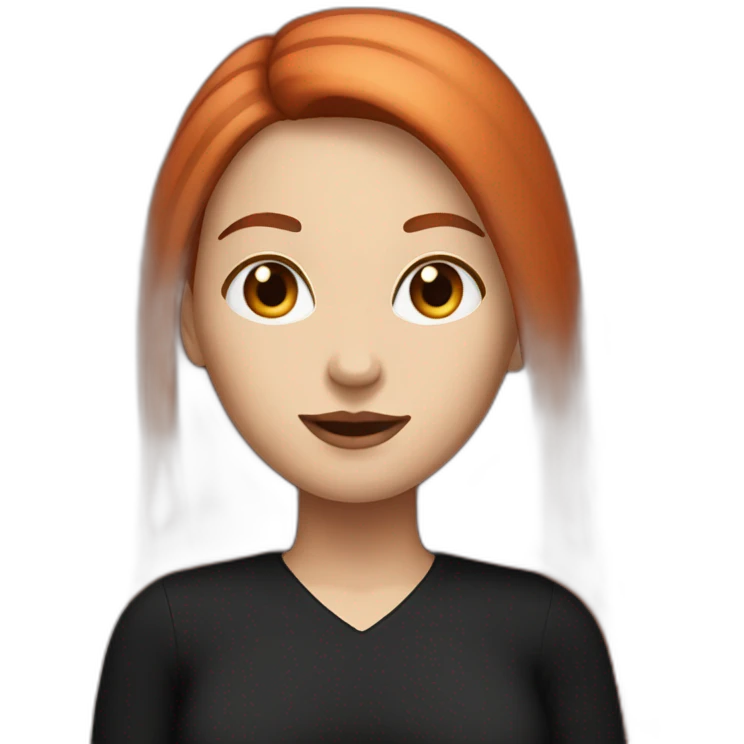 woman with long straight ruby hair and white skin and black shirt emoji