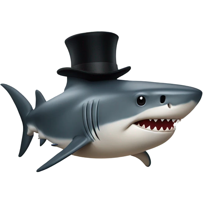 Shark with a top hat emoji