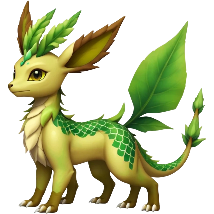 Dragon-type Fakémon-Leafeon full body emoji
