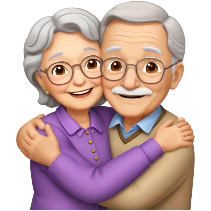 Grandma and grandpa hugging emoji