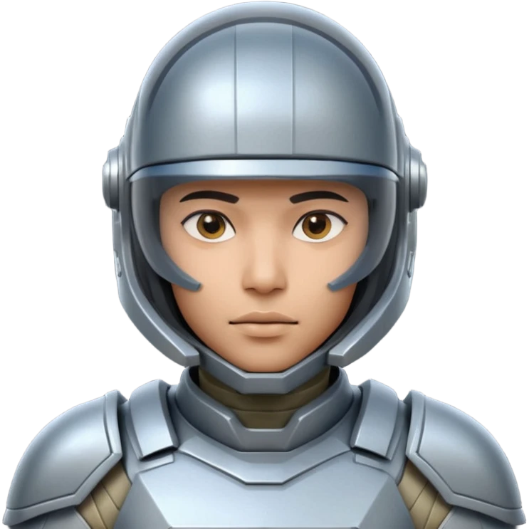 futuristic armored soldier human portrait, head and shoulders only, South Asian facial features, helmet visor, sci-fi armor details, 3D cartoon, mobile game icon style, clean background, no text, no watermark
 emoji