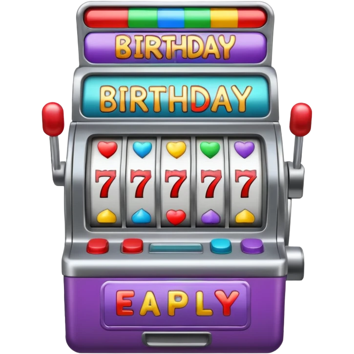 slot machine The sign says "birthday present." emoji