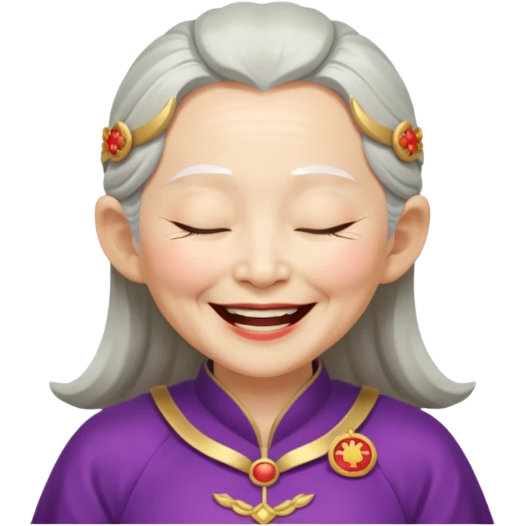 old Chinese superwoman laughing with closed eyes emoji