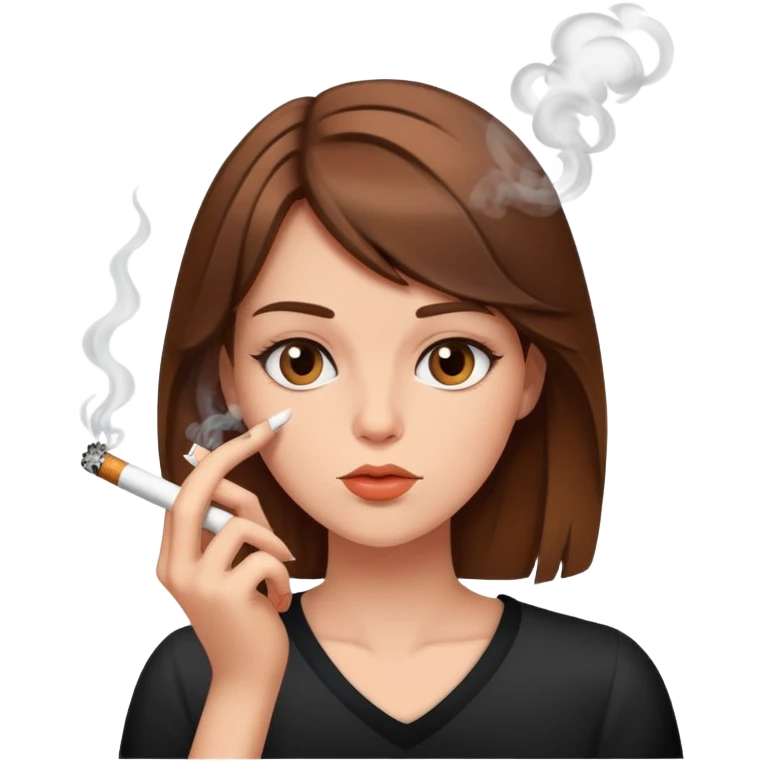 Brown haired girl smoking  emoji