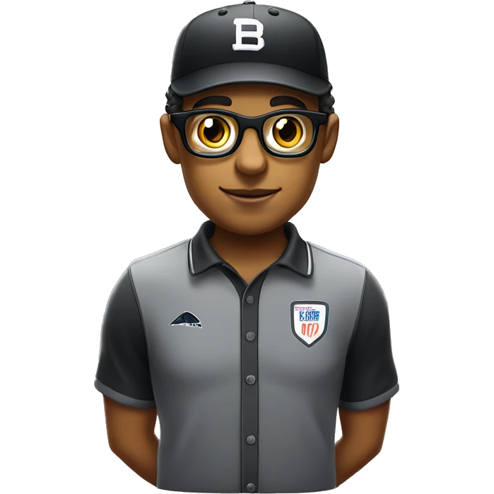 Mulatto umpire confident business young adult cat pfp with sport glasses, eyes gleaming with redemption emoji