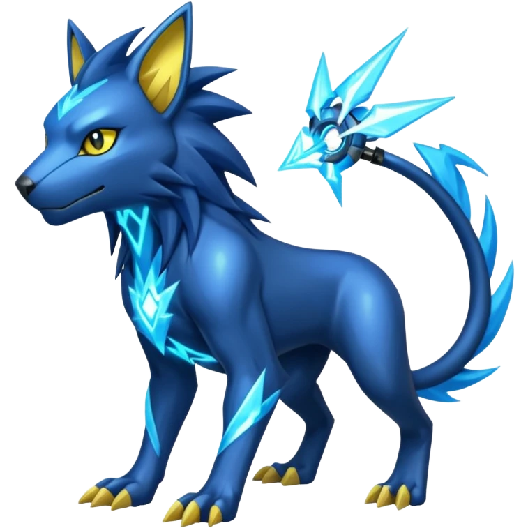 Modern Cyber Manectric-Luxray-creature, full body emoji