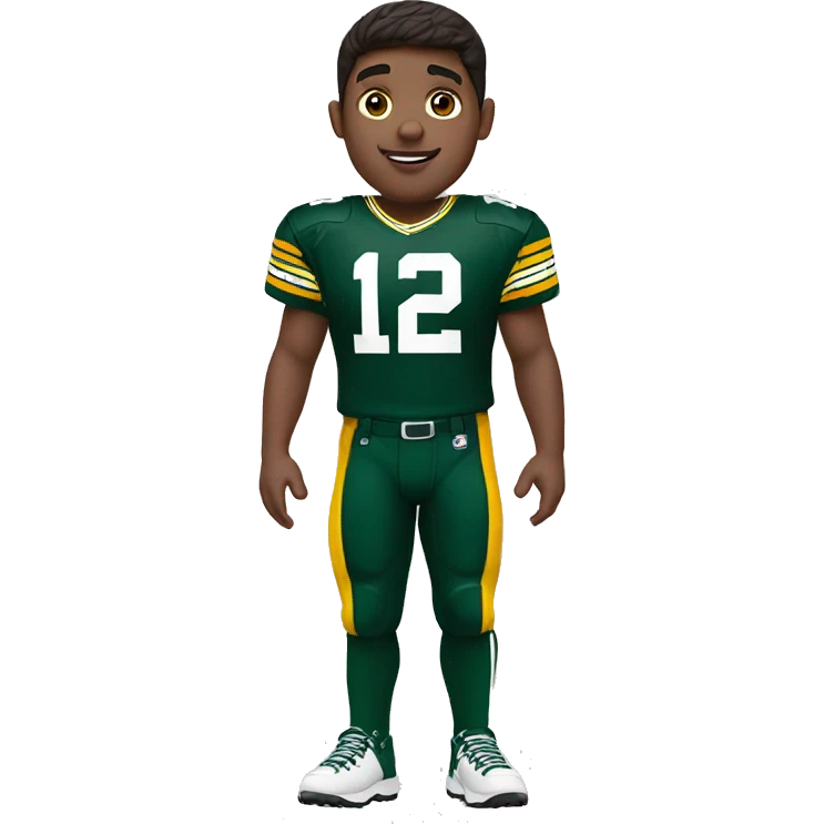 Brunette boy wearing Green Bay packers uniform emoji