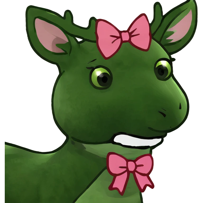 Deer with pink bows hanging from its antlers emoji