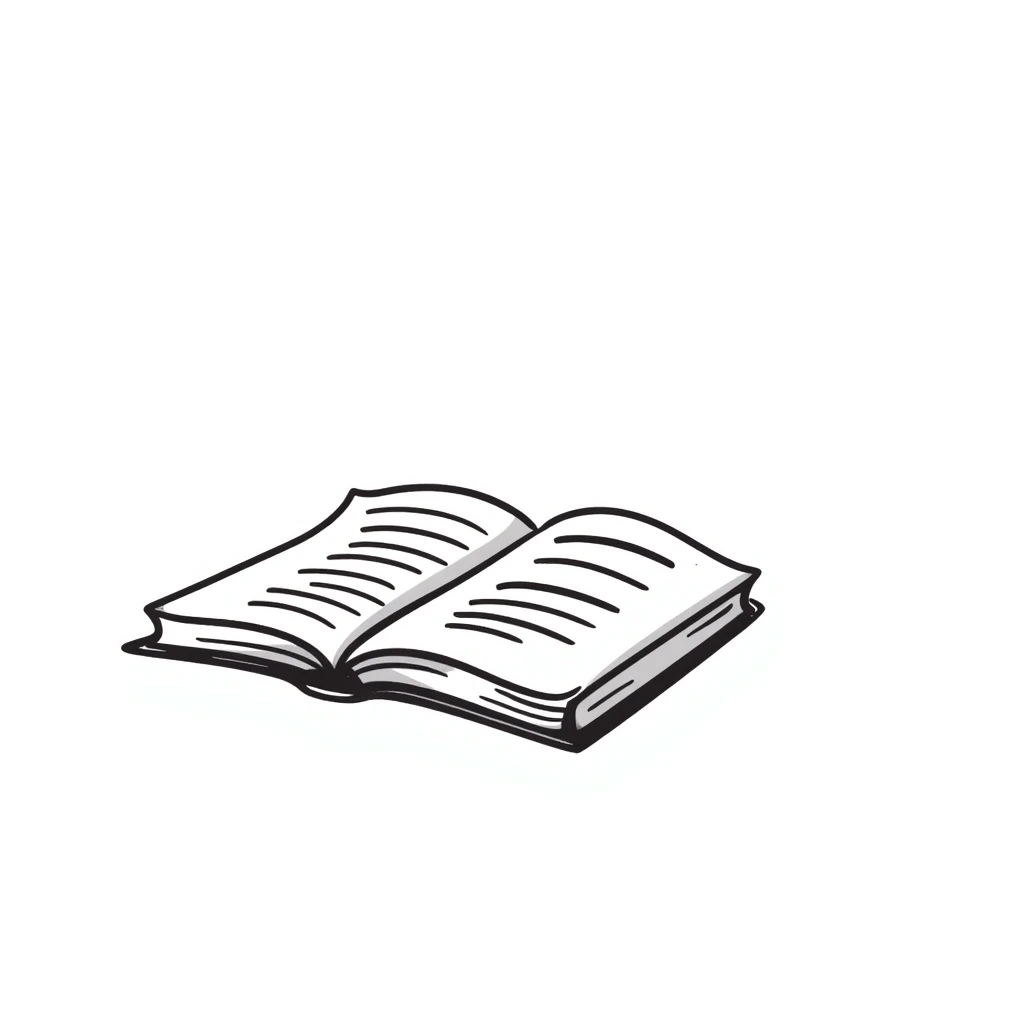 hand-drawn open book with visible text emoji
