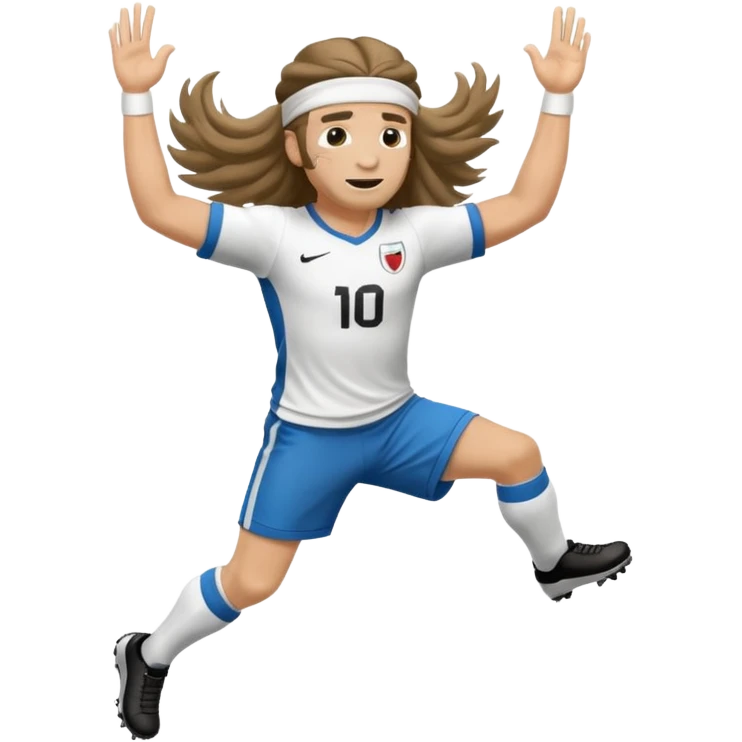 Long Haired Football Players, Player celebrating goal with headband, full body emoji