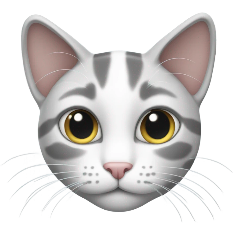 white and gray cat with three legs emoji