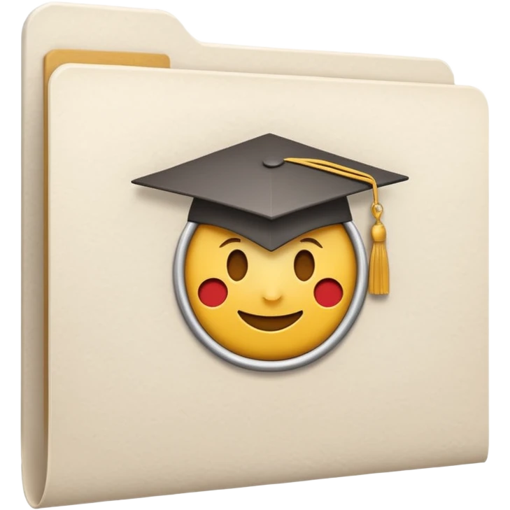 A simple emoji-style icon of a white textured paper folder, clean and formal, with sharp edges, minimal shading, and an embossed university degree/certification seal on the front, conveying academic achievement and official records. emoji