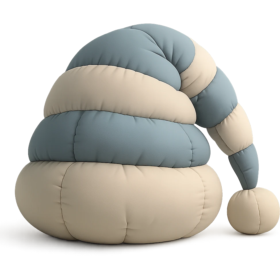 blue and white striped sleep cap in cushion style emoji