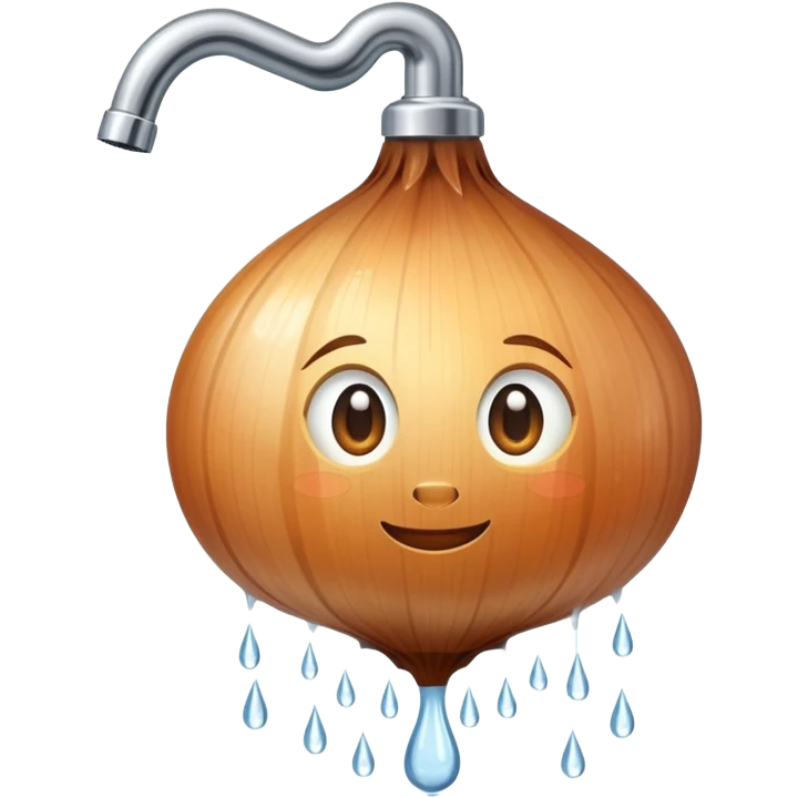 onion under showerhead, getting wet, water droplets emoji
