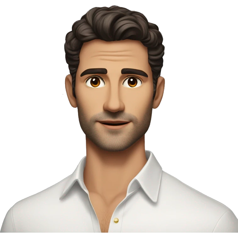 Manu Ríos is a 6-foot-tall Spanish actor and model with a lean, athletic build. fair caucasian skin, dark brown short hair, striking hazel eyes, sharp jawline, high cheekbones, full lips & blend of boyish charm and mature sophistication. emoji