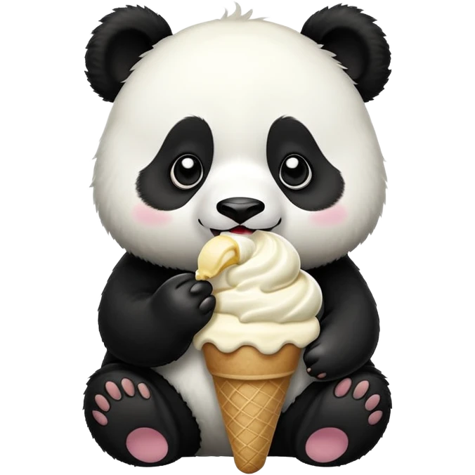 Panda eating ice cream emoji