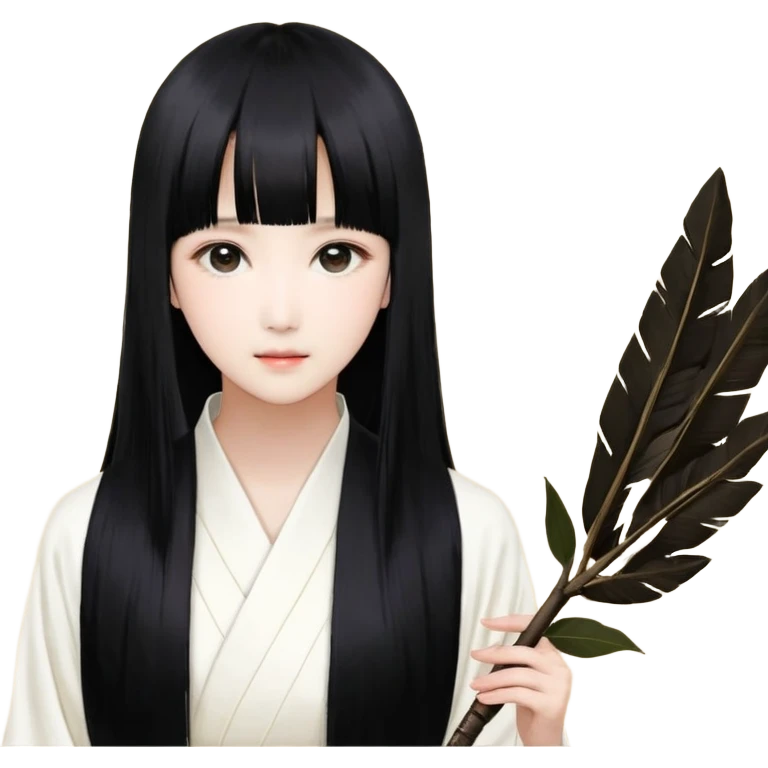 一个黑色长发女生和黑色中型可布卡 emoji