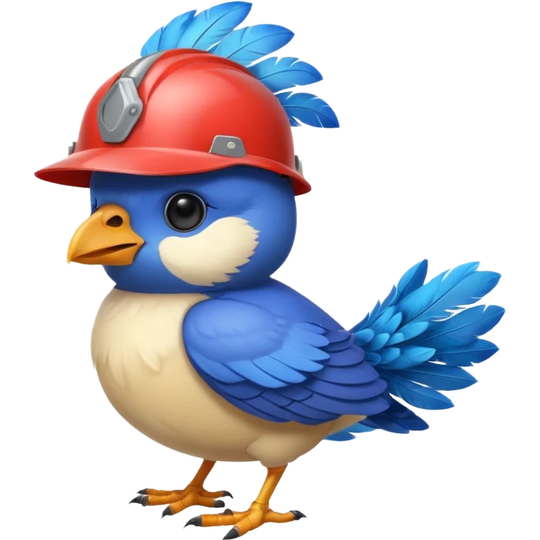 cute toon bird with helmet emoji