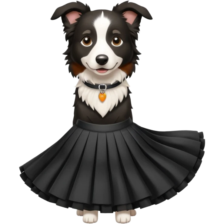 berger australien noir et blanc avec une jupe emoji