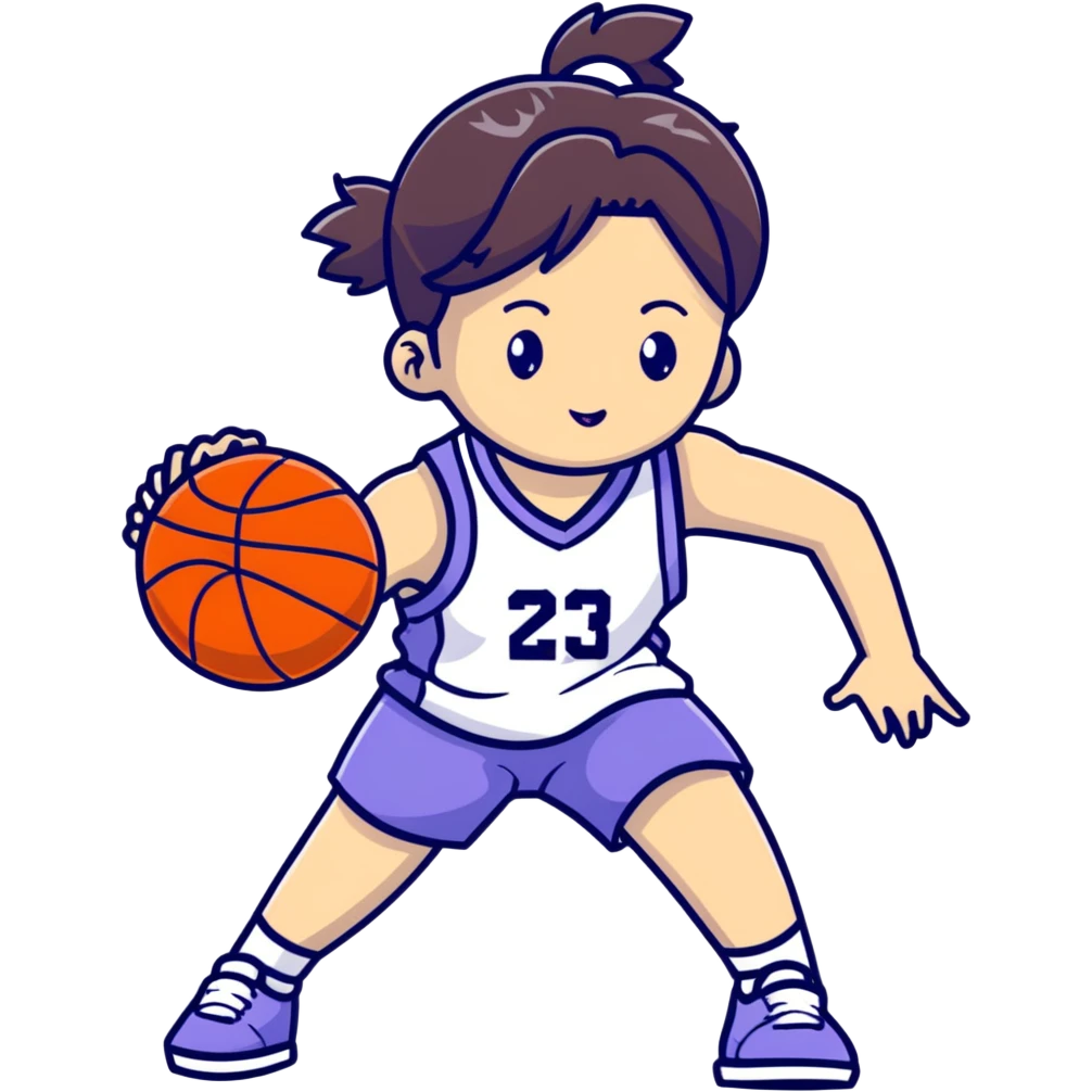 Cute Japanese high school girl playing basketball in gym clothes emoji